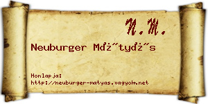 Neuburger Mátyás névjegykártya